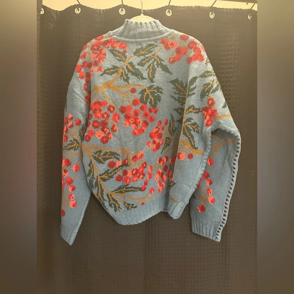 Anthropologie CECILIA PRADO Blossom Mock Neck Sweater In Blue XL NWT - Picture 5 of 8